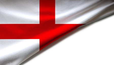 England flag waving in the wind. England blowing, soft and smooth silk. Cloth fabric texture ensign background. Use it for national day and country occasions conceptの写真素材