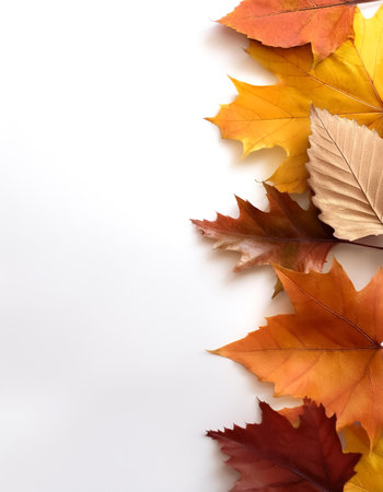 autumn leaves pattern with side position provides copy space for text. background concept isolated...