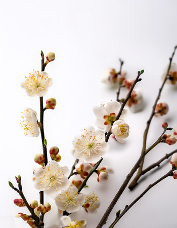 Plum blossoms, to celebrate lunar new year on a white background
