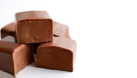 Smear of tasty chocolate paste pattern with side position provides copy space for text. background concept isolated whiteの写真素材