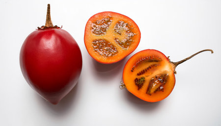 Red tamarillo, isolated on a clean white backgroundの写真素材