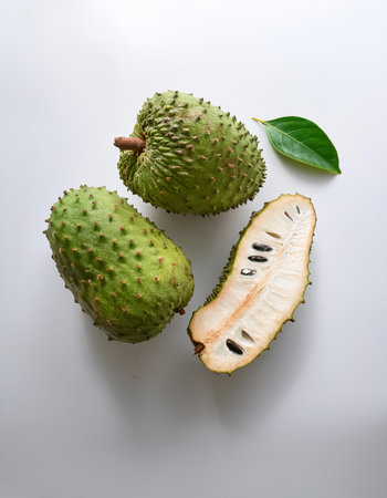 Soursop, isolated on a clean white backgroundの写真素材