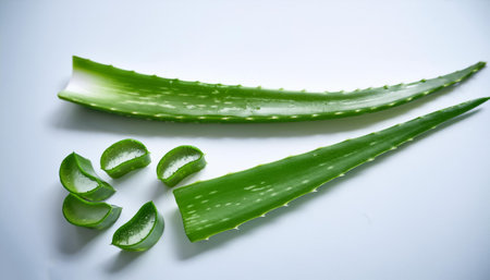 aloe vera, isolated on a clean and smooth white background.の写真素材