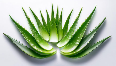 aloe vera, isolated on a clean and smooth white background.の写真素材