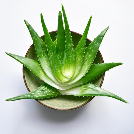aloe vera, isolated on a clean and smooth white background.の写真素材