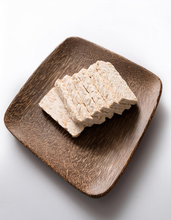 tempeh or tempe, isolated on a clean white backgroundの写真素材