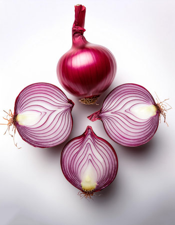 red onion, isolated on a clean white backgroundの写真素材