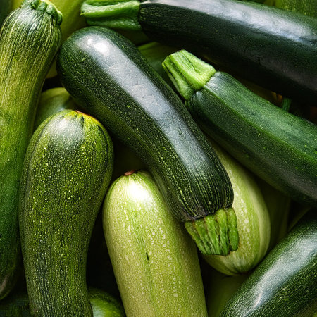 Zucchini Vegetables, Creative background design with food theme, focus on the pile of fresh Zucchini Vegetablesの写真素材