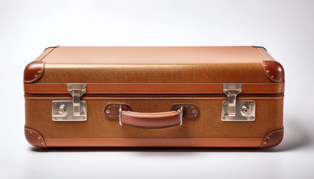 Classic suitcase, isolated on a clean white backgroundの写真素材