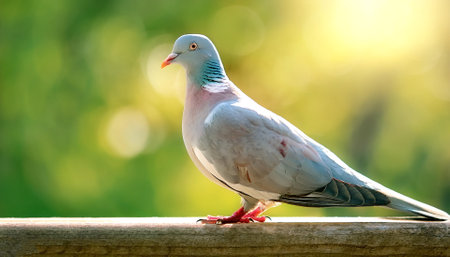 Dove bird with blur green bokeh backgroundの写真素材