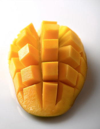 mango sliced, isolated on a whiteの写真素材