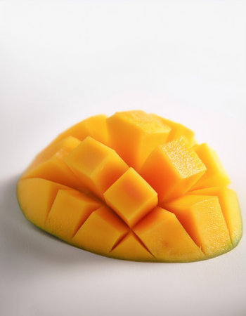 mango sliced, isolated on a whiteの写真素材