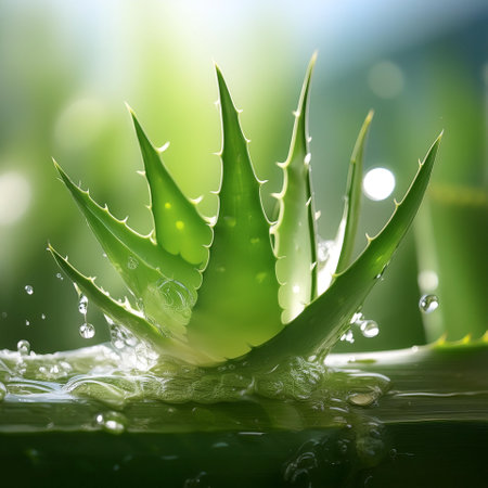 Fresh Aloe vera on natural backgroundの写真素材