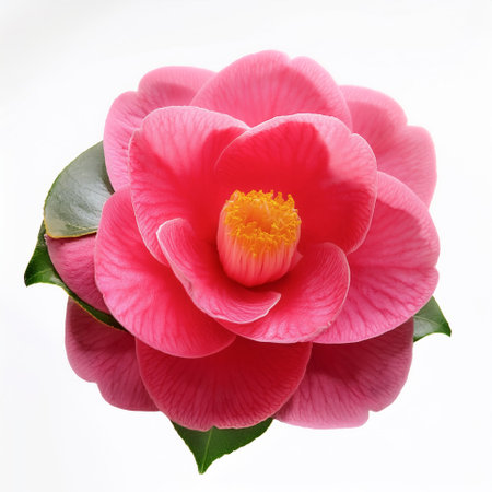 Fresh Camellia flower isolated whiteの写真素材