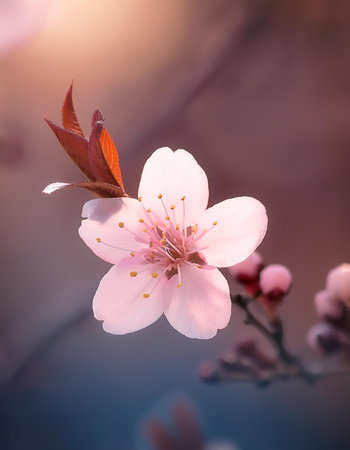 Fresh Cherry Blossom flower on natural backgroundの写真素材