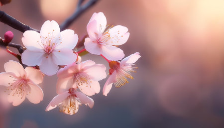 Fresh Cherry Blossom flower on natural backgroundの写真素材