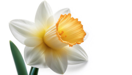 Fresh Daffodil flower isolated whiteの写真素材
