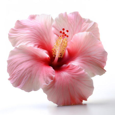 Fresh Hibiscus flower isolated whiteの写真素材