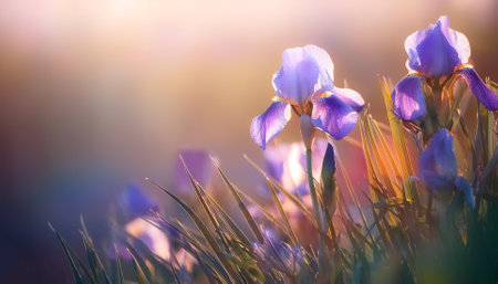 Fresh Iris flower on natural backgroundの写真素材