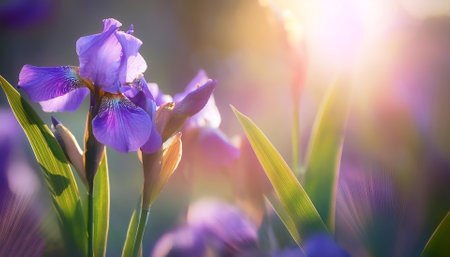 Fresh Iris flower on natural background