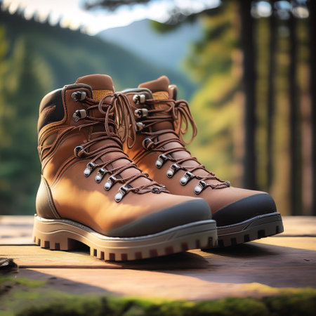 Fresh leather hiking boots background