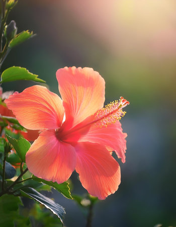 Fresh Hibiscus flower on natural backgroundの写真素材