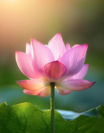 Fresh Lotus flower on natural backgroundの写真素材