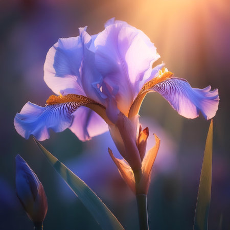 Fresh Iris flower on natural backgroundの写真素材