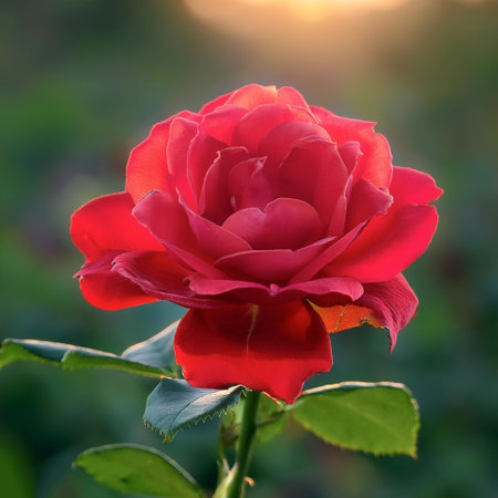 Fresh Red Rose flower on natural backgroundの写真素材