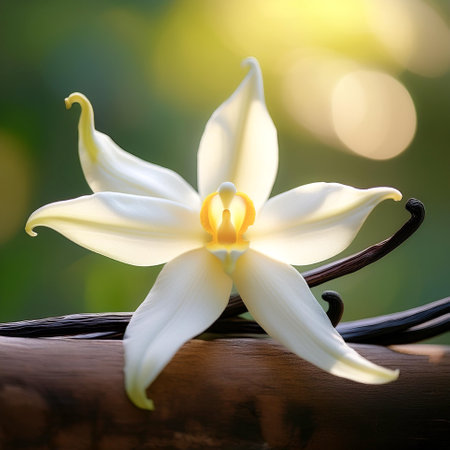 Vanilla pods on natural backgroundの写真素材