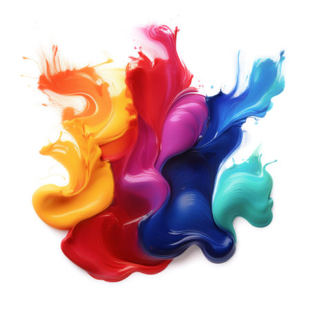 Colorfull ink paint strokes on white