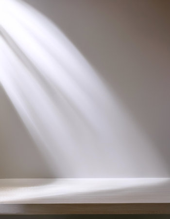 Empty white background for product presentation with beautiful lights and shadowsの写真素材