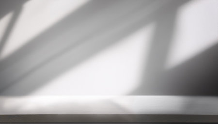 Empty white background for product presentation with beautiful lights and shadowsの写真素材