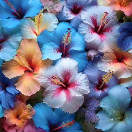 Fresh Hibiscus flower pattern texture backgroundの写真素材