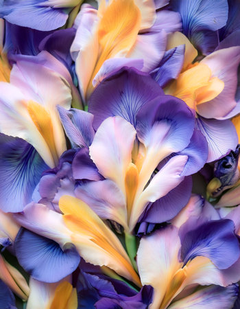 Fresh Iris flower pattern texture backgroundの写真素材
