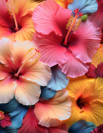 Fresh Hibiscus flower pattern textureの写真素材