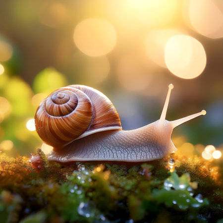 a Snail on natural backgroundの写真素材