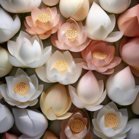 Fresh Lotus flower pattern texture backgroundの写真素材