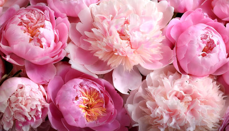 Fresh Peony flower pattern texture backgroundの写真素材