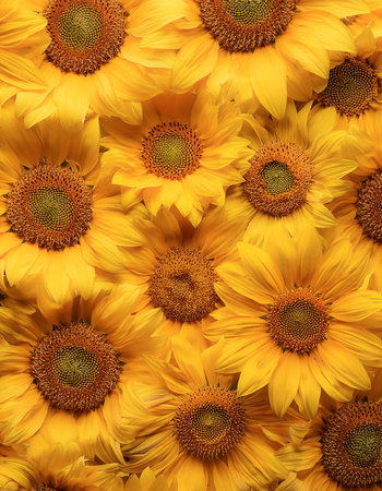 Fresh Sunflower flower pattern texture backgroundの写真素材