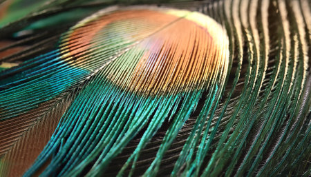 peacock feather detail and texture. concept backgroundの写真素材