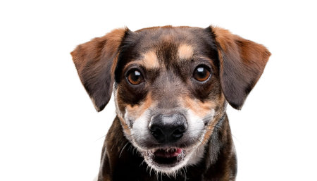Dog showing cute expression or unique pose facing camera isolated