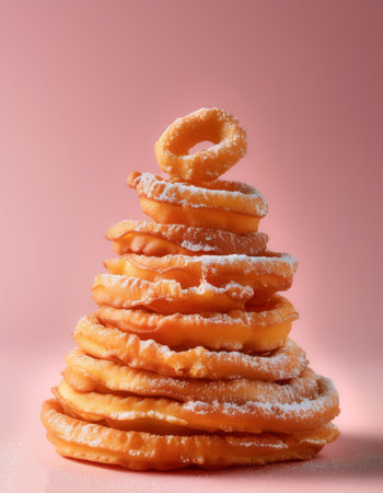 Sugar coated funnel cake, isolated on a pastelの写真素材
