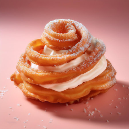 Sugar coated funnel cake, isolated on a pastelの写真素材
