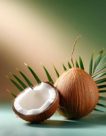 Coconut fruit, isolated on a pastel