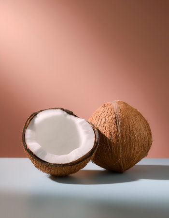 Coconut fruit, isolated on a pastel