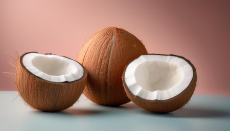 Coconut fruit, isolated on a pastel