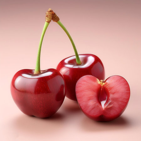 Cherry fruit, isolated on a pastel