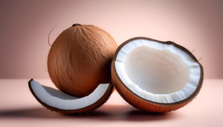 Coconut fruit, isolated on a pastel