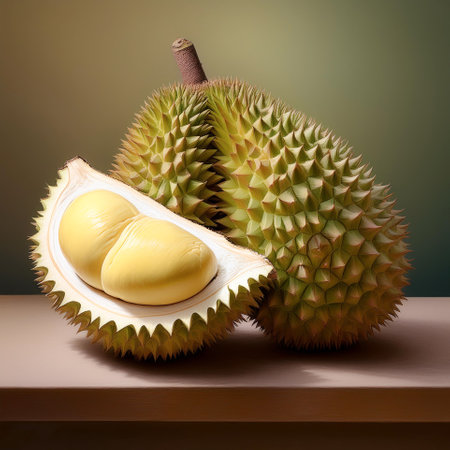 durian fruit, isolated on a pastelの写真素材